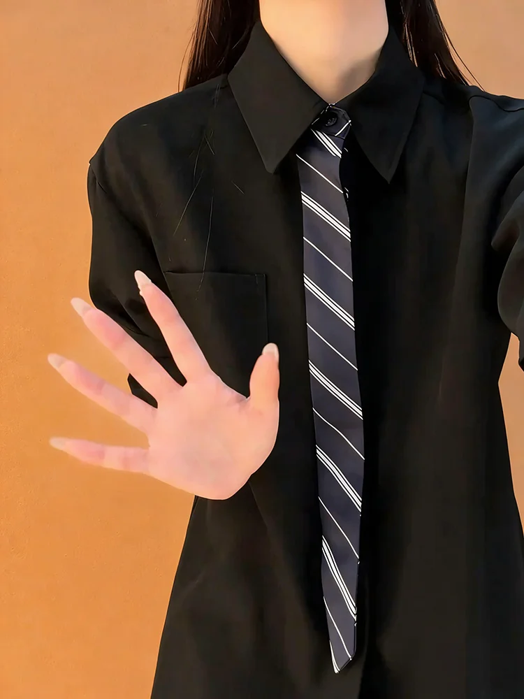 

Cleanfit American College Sle Striped Tie irt Men's Long Sve Spring Autumn High nce Sensation Fake Two-Piece