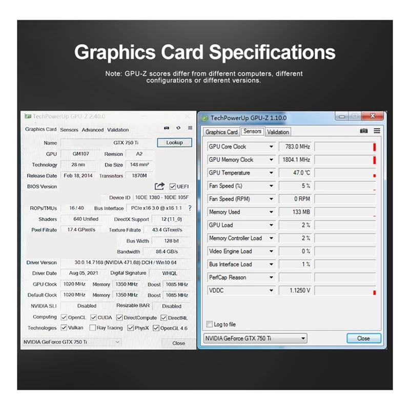 1 шт., видеокарта GTX750TI DDR5, 4 Гб, 128 бит, 1020 МГц, 1350 МГц, 28 нм, Pcle X16 3,0, Видеокарта VGA + HD + DVI