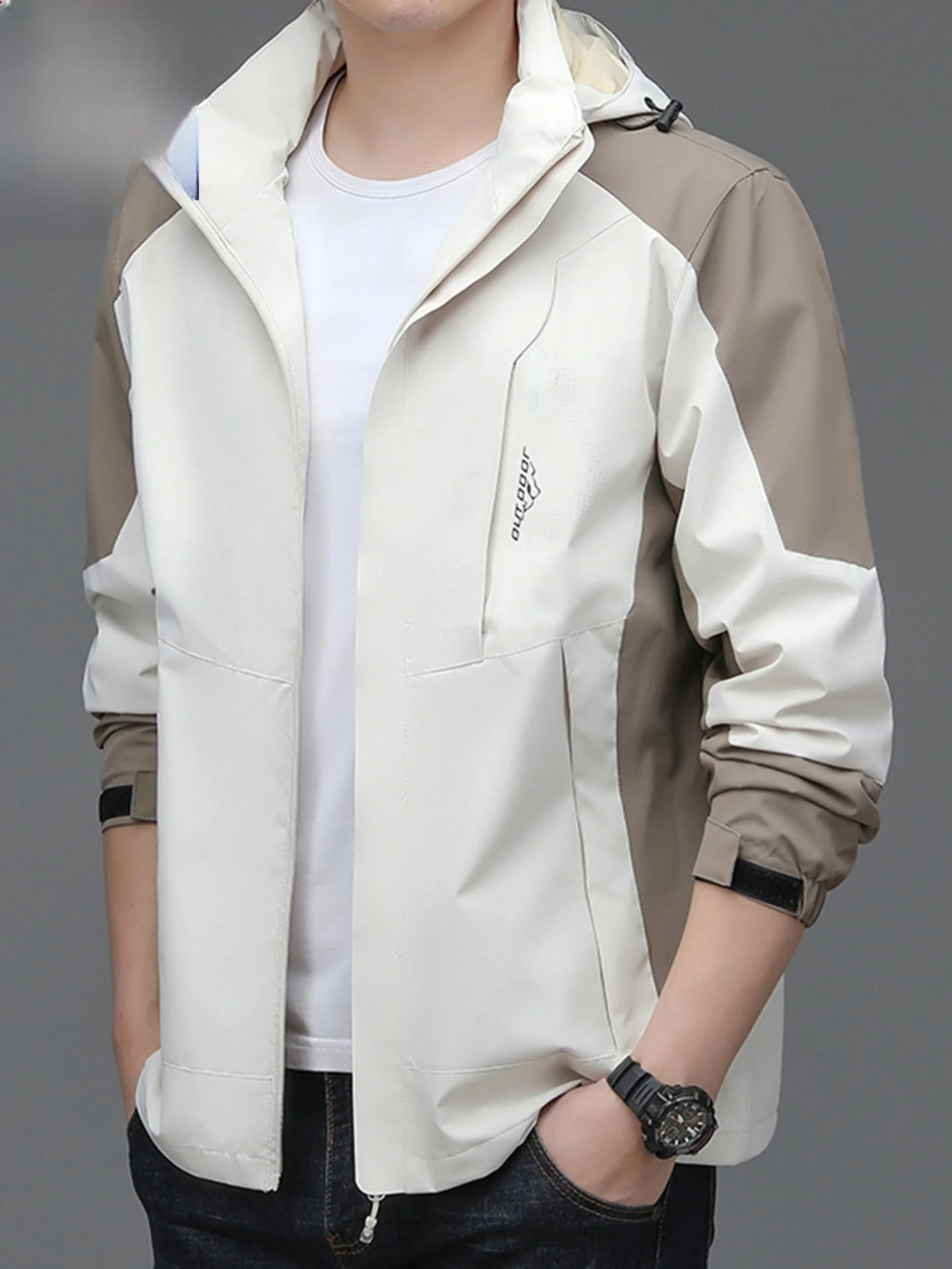 

TUCANO Men's Casual Hooded Jaet Outerwear Spring Autumn Faionable Polyester Zipper Decorated Regular Fit Long Sve