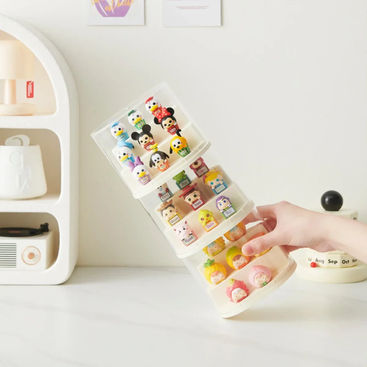 Mini Acrylic Blind Box Showcase Transparent Action Figures Display Stand Dust-proof Anime Car Model Doll Toy Blind Box Organizer
