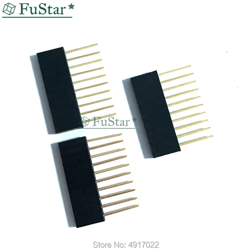 10pcs Pin Header 8 pin 2.54MM 10MM Long Needle Female Pin Header Strip Stackable Header Connector 1*8p 2P 4p 6p 10p 15p 5p 1*3P