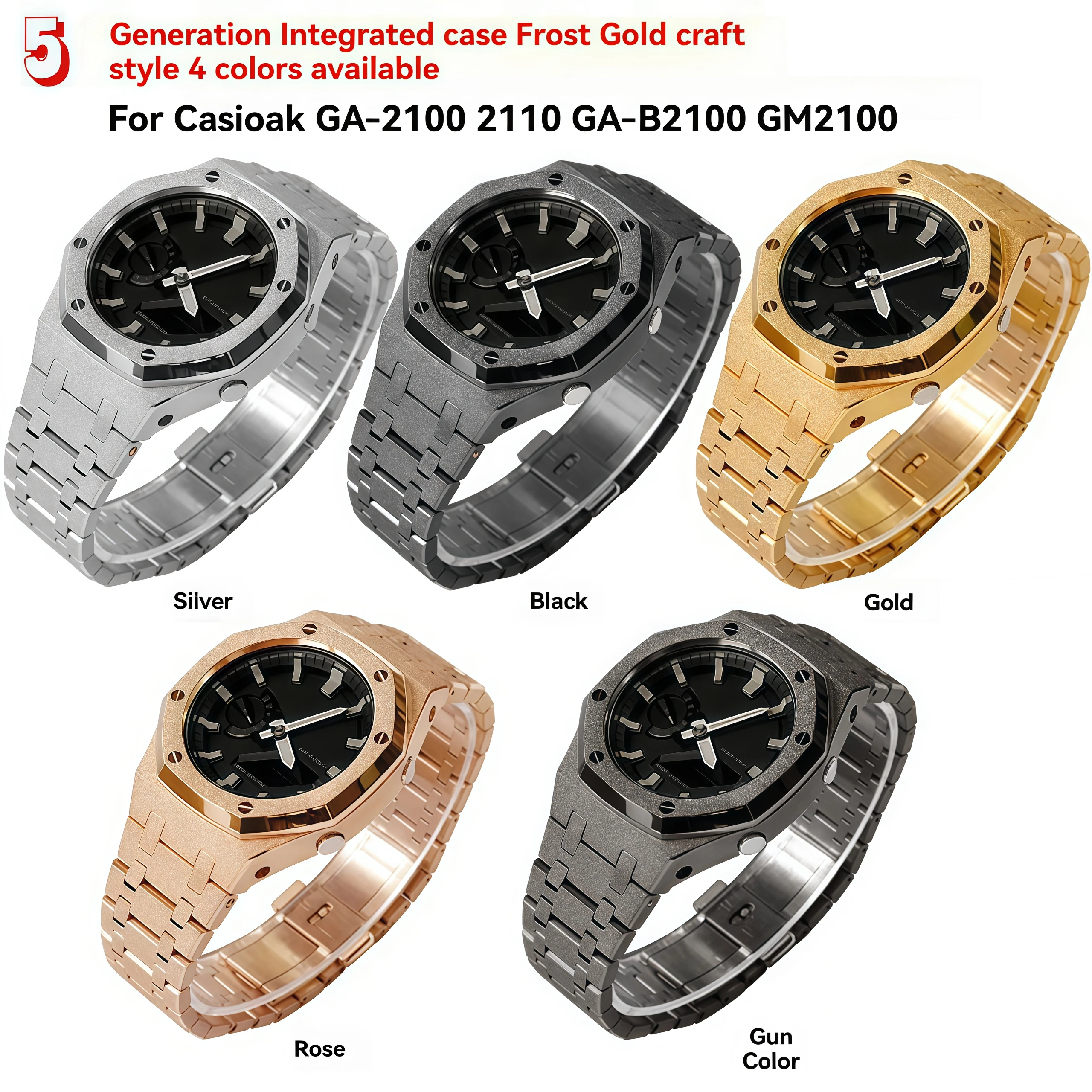 GA2100 Modified suit For Casioak GA-2100 2110 GA-B2100 GM2100 GMA-S2100 Stainless Steel Frosted Case Bezel Metal Strap With Tool