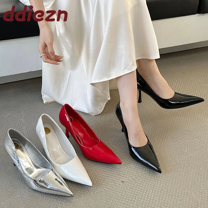 Frauen High Heels Schuhe Slip On Schuhe 2025, Mode Spitz Weibliche Party Kleid Damen Pumps Slides Heels Schuhe