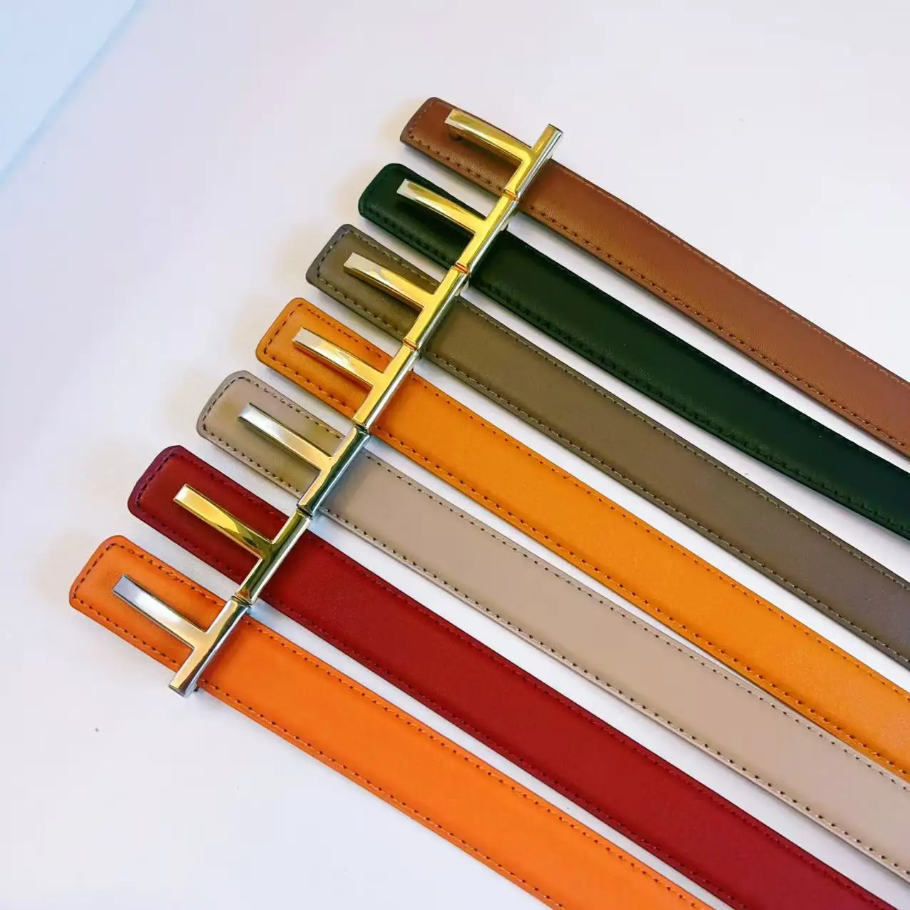 جديد حزام للنساء على الوجهين استخدام موضة البوب رسالة T حزام الجينز فستان اكسسوارات 2.5 سنتيمتر حزام عالي الجودة