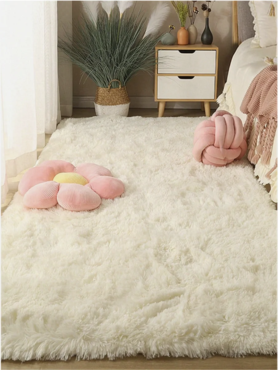 Solid Color Plush Carpet Children's Bedroom Soft Fluffy Mat Living Room Baby Room Nursery Playroom Decorated Area Carpet