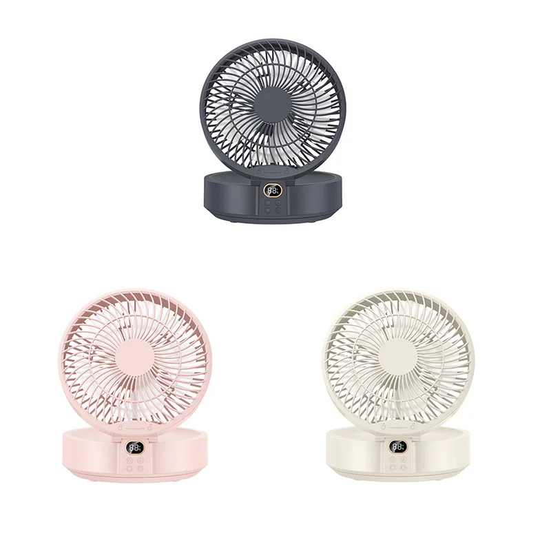 Remote Control Wireless Wall Mounted Circulation Air Cooling Fan With LED Light Folding Electric Ventilator Table Fan