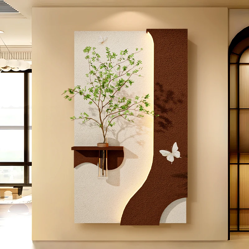 LED decorative painting wholesale handmade double-layer hydroponics plant art decorative painting sofa background wall sandstone