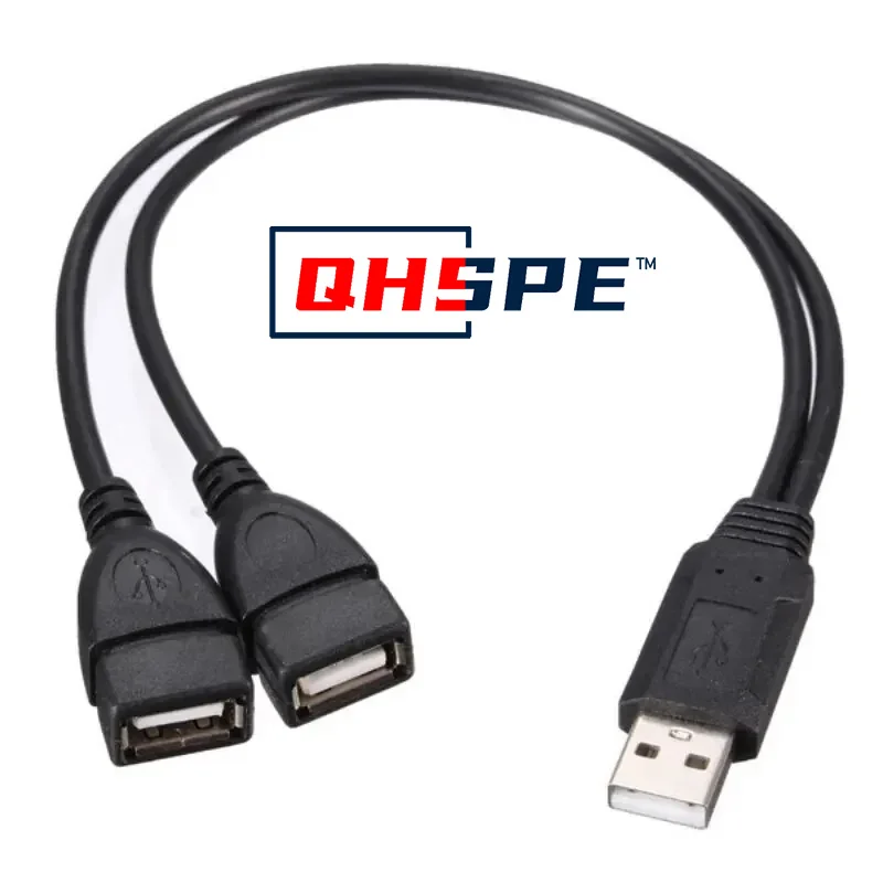 Dual Splitter Adapter Cable One To Two Female To USB 2 Male Power Extension Cables, High Quality USB 2.0 Cable USB Convenience