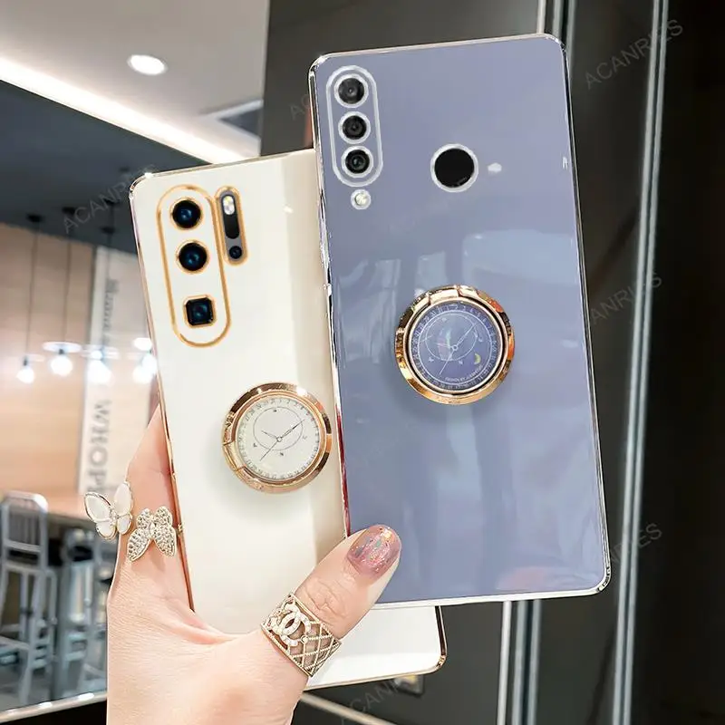 P30lite P30pro Luxury Plating Ring Holder Case For Huawei P30 Lite P40 P20 P 20 30 Smart Pro Plus 2019 Stand Silicone Back Cover