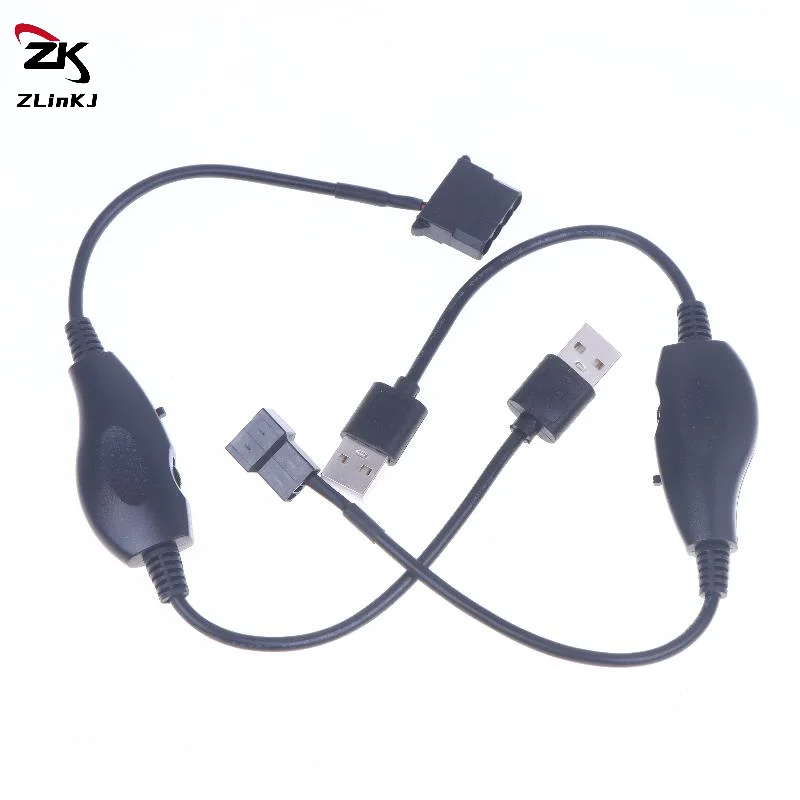 (ZYDD01) 1PCS USB To 4Pin PWM 5V To 12V Boost Line Fan Power Adapter Connector Converter Cable With Adjust Switch