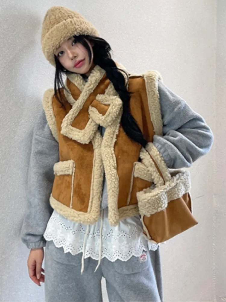 

Sli Lamb Fur Vest Inteated Leather And Fur Dongda Gate Women's Faionable Trendy Sweater Vest Bag Matching