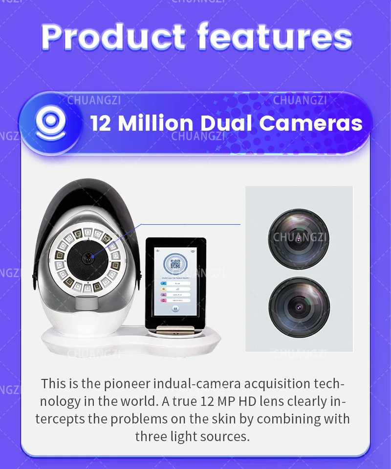 เครื่องวิเคราะห์ผิวตรวจจับความชื้น เครื่องวิเคราะห์ผิวหน้า 3D เครื่องสแกนใบหน้า DePiel เครื่องวิเคราะห์ผิวที่บ้าน