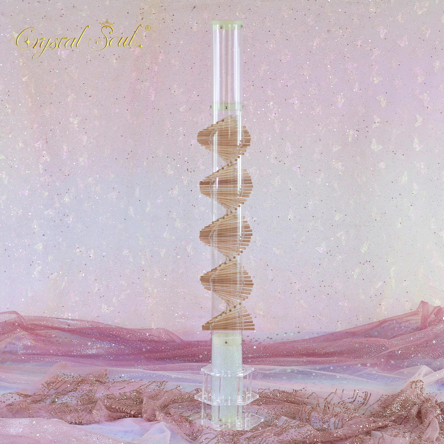 

CrystalSoul DNA Rain Stick Long Sound Tour Wooden Base Healing Instrument for Relaxation And Meditation