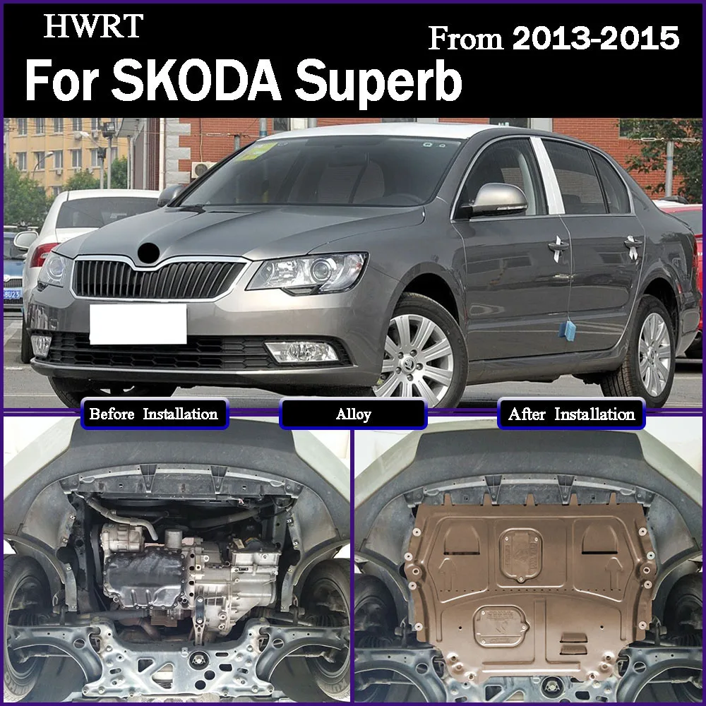 

Black Under Engine Guard Plate Splash Shield Mud Fender Cover For SKODA Superb 2013-2015 1.4T 1.8T 2.0T Mudguard Protector