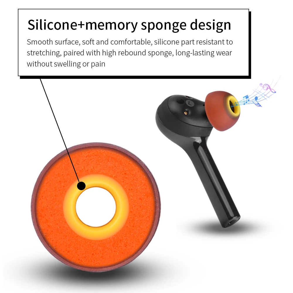 Puntas de espuma de memoria para auriculares Xiaomi Air 2 Pro, auriculares TWS para HUAWEI Freebuds/B & O H3 E4 E8/Sennheiser IE80, 6 unidades