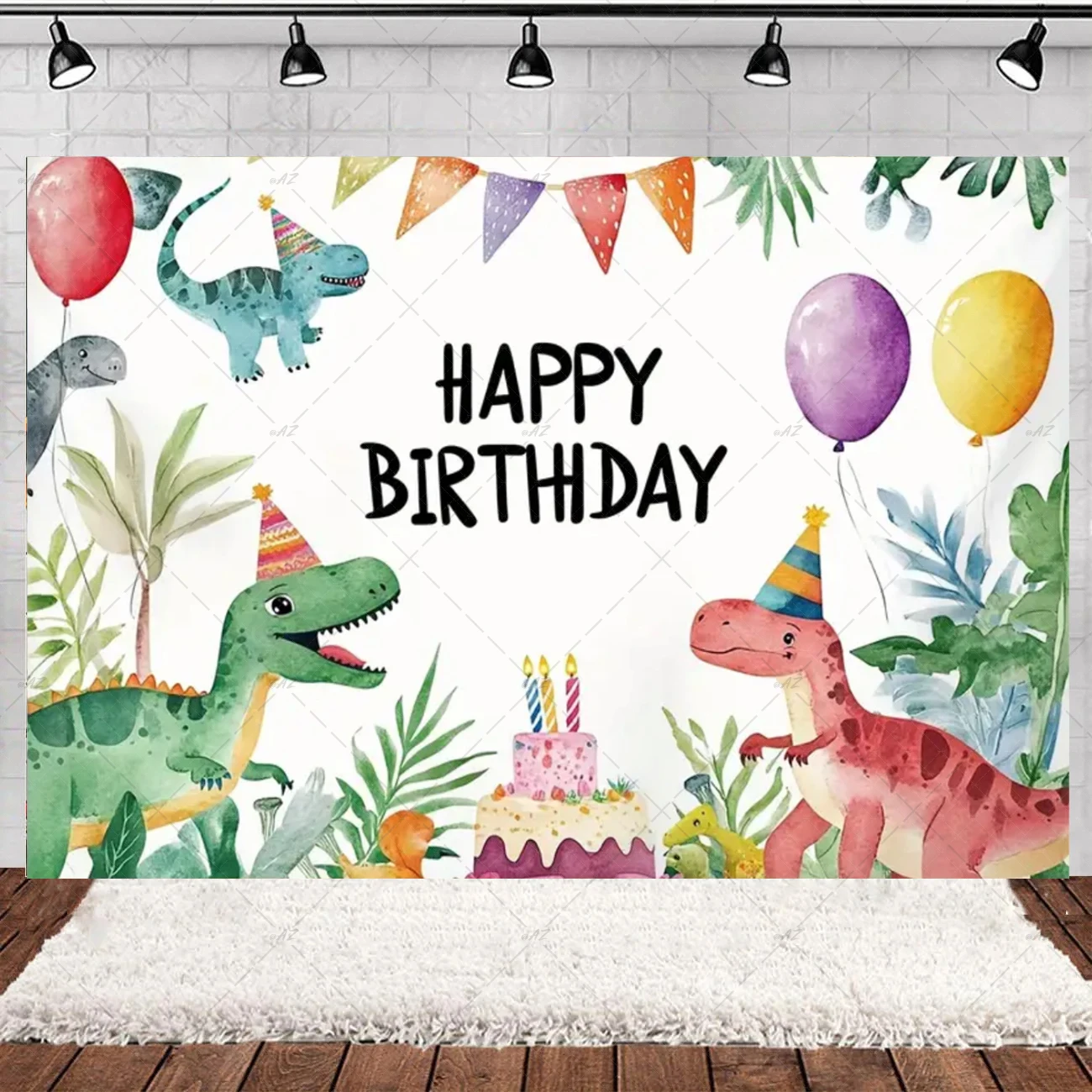 Cartoon Cute Dinosaur Child Birthday Party Photo Background Jurassic World Dino Poster Backgrounds For Baby Shower Boy Girl Gift view 2