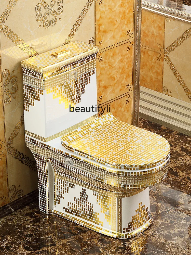 Household Flush Golden Toilet Ceramic Super Swirling-Style Toilet Deodorant Sit Toilet