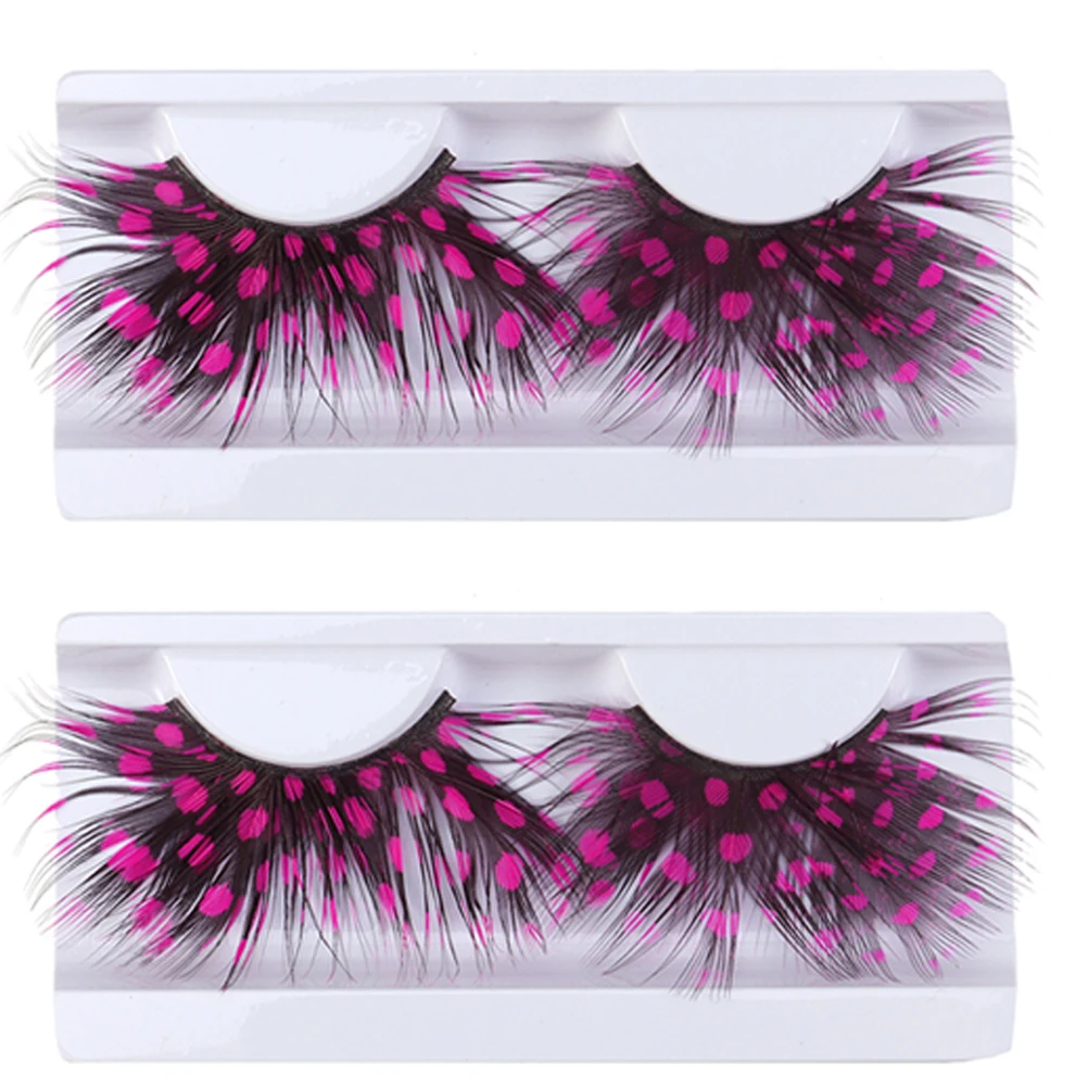2 paires de faux cils colorés faits à la main, confortables, légers, faciles à enlever, Style ailé, Glamour, soirée