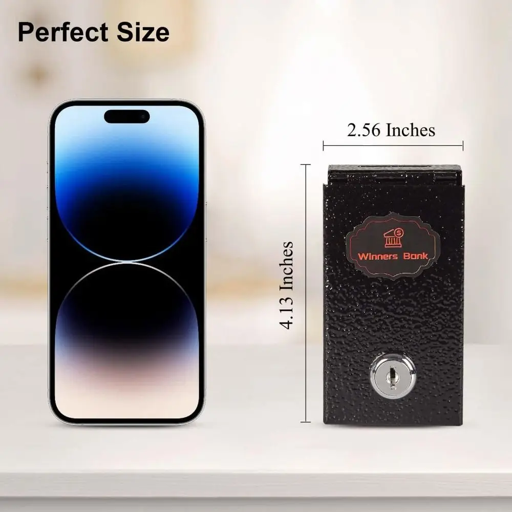 New Metal Cash Box Pocket Sized with Key Money Safe Reusable Winner Bank