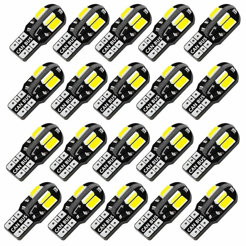 

10PCS T10 W5W Canbus Bulbs 194 LED 4014 SMD 15 LED Bulbs White Error Free Car Auto Wedge Interior Light Dome Map Trunk Lamp 12V