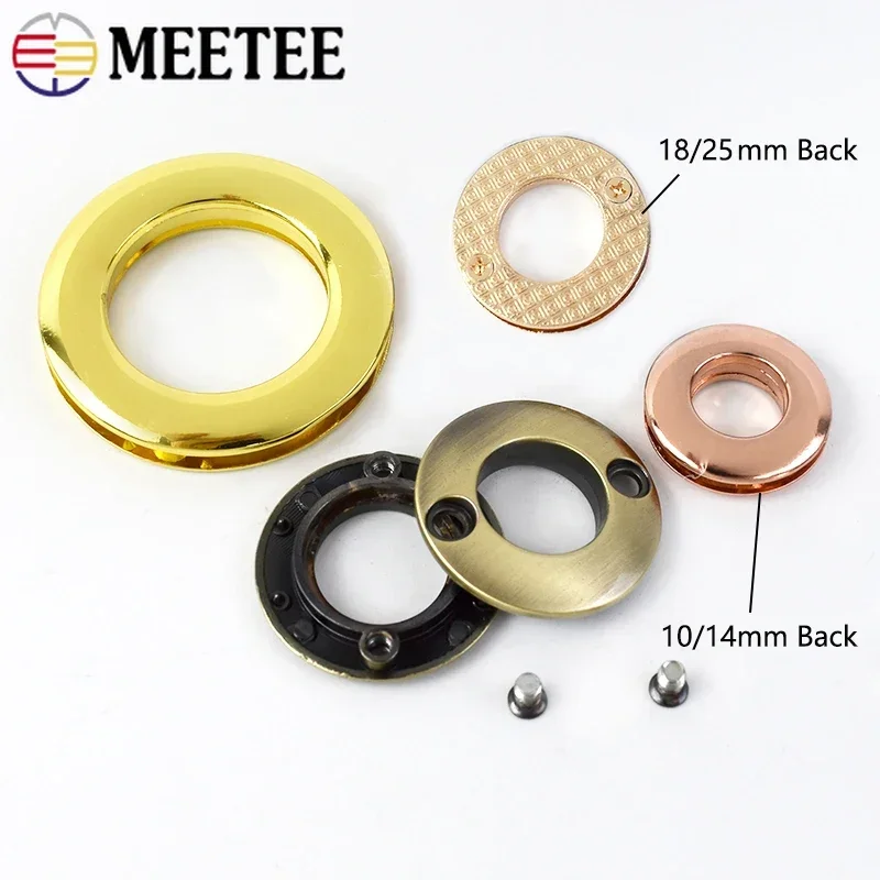 4/10Pcs Meetee Metal Screw Back Eyelets with Washer Grommets Rings Metalic Buckles for Bag Garment Shoes Leather Craft Accessory