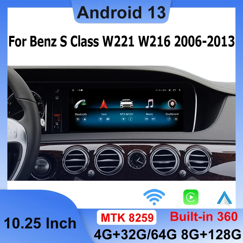 Factory Price Android13 Car Multimedia Player For Mercedes Benz S Class W221 W216 10.25