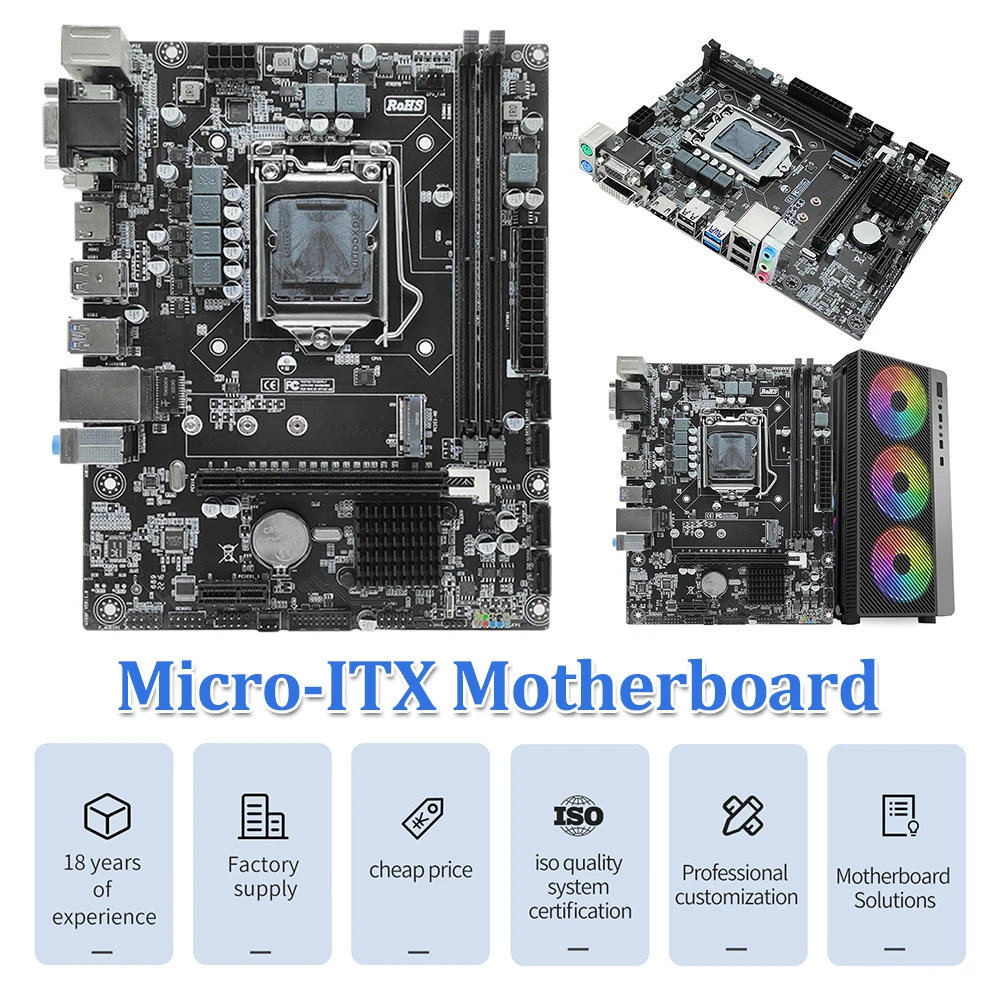 

H310 Computer Motherboard VGA/HDMI-compatible/DVI Ports LGA1151 PC Mainboard SATA USB3.0 Micro-ATX DDR4 Motherboard