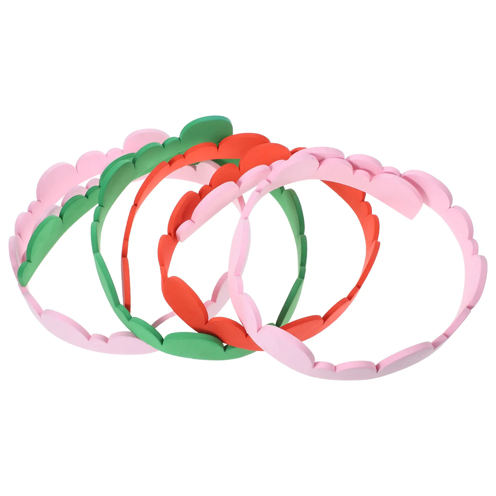 

4PCS Foam Decorative Flowers Soft Trees Wavy Edges Pink Red Green Colors Classroom Kindergarten Bulletin Board Blackboard Trim