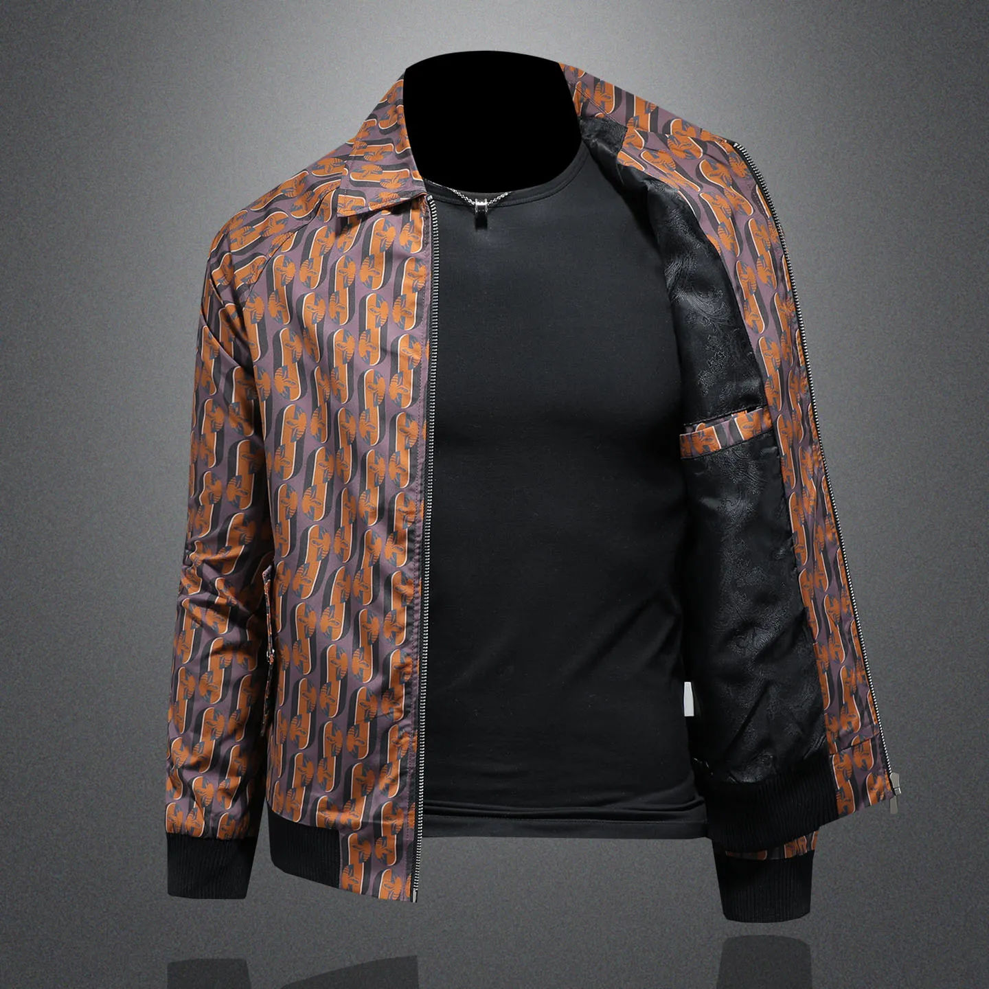 سترة رجالية فاخرة مطبوعة بياقة مقلوبة سترات منفوخة للأعمال ملابس رجالية معاطف غير رسمية ملابس خروج اجتماعية ملابس رجالية #3