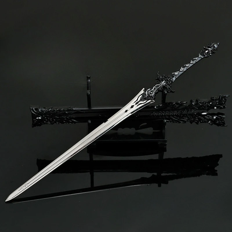 JX3 لعبة على الانترنت السيف الطرفي لقمع الأسلحة المعدنية الشريرة نموذج مع Scabbard تأثيري الدعائم الحلي الهدايا ألعاب للأولاد