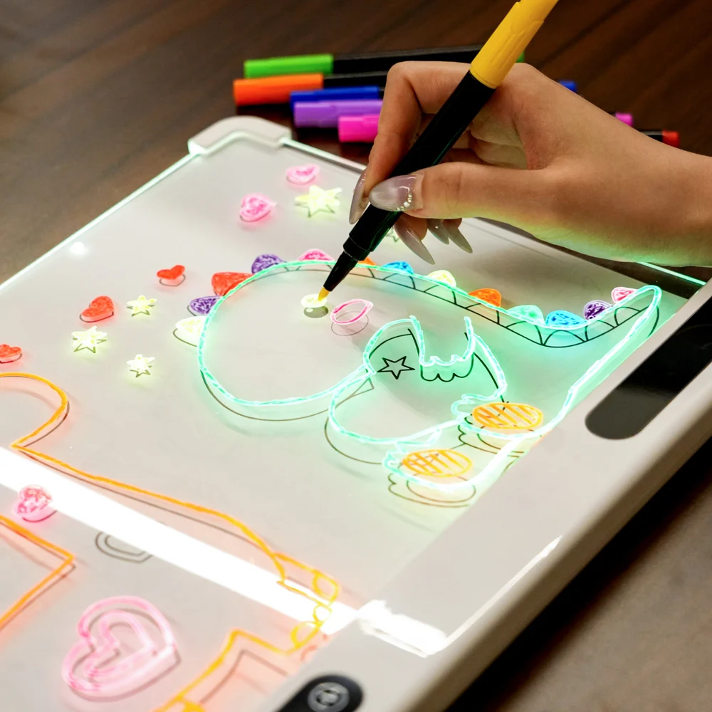 Rechargeable Led Note Board with 7 Colors Light Up Acrylic Message Board Writing Board for Home Office Christmas Decor Gift