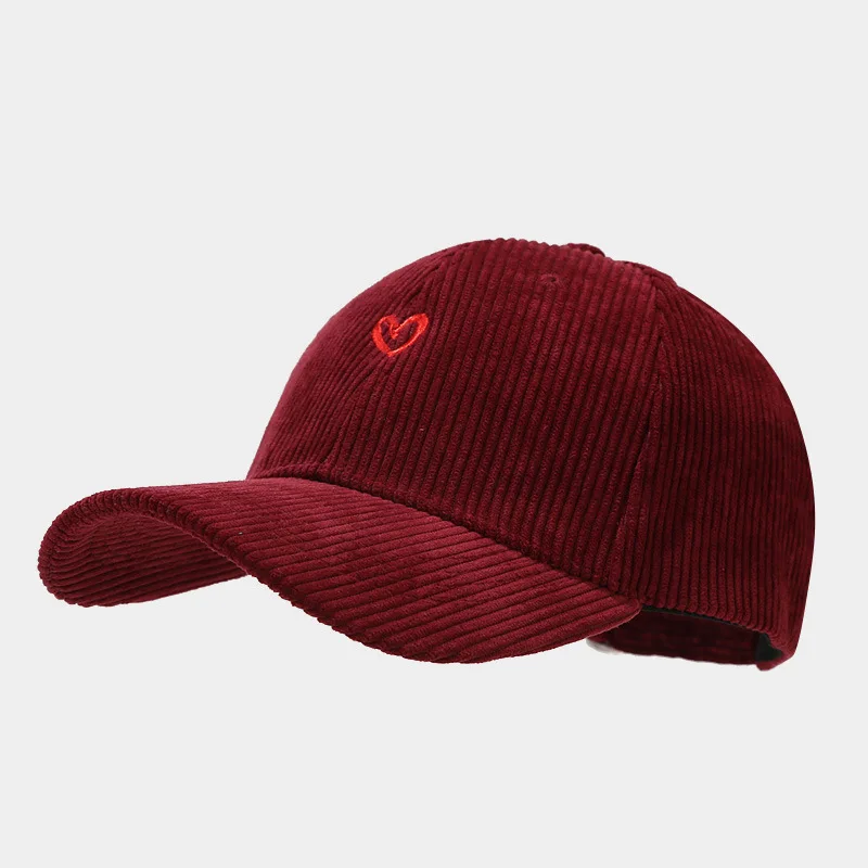 Neue Little Love bestickte Cord-Baseballmütze für Frühling und Herbst, koreanische Mode für Damen, einfacher Sonnenhut, Outdoor-Casual-Kappen – Detail 10