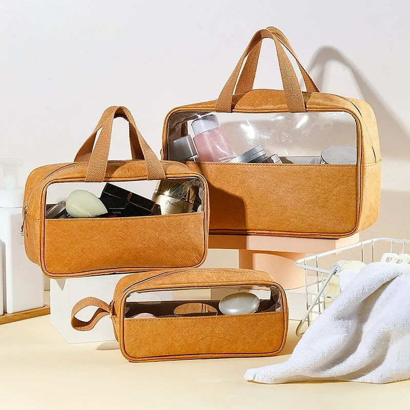 

Women's Clear Makeup Bag Portable Travel Cosmetic Bag Large Capacity Bath Bag Waterproof Dupont Paper Storage Toiletry Bag