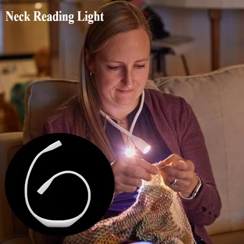 Wearable Neck Light | Battery-powered (batteries not included) + Rotating LED Bedside Reading Light; Neck/Desktop Light