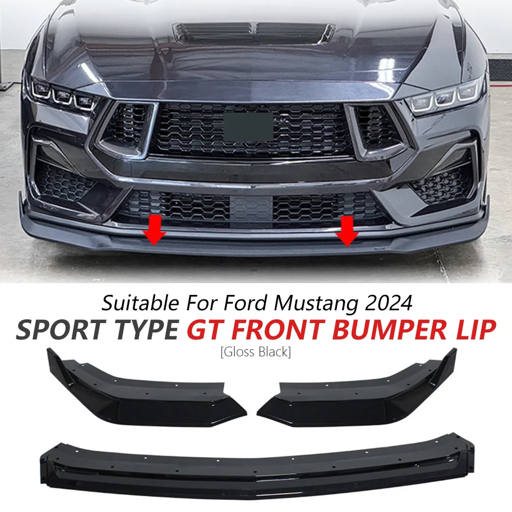 

GT Front Bumper Lip For Ford Musatng S650 MK7 2024+ Glossy Black Sport Front Bumper Lip Spoiler Front Lip Accessories Car Update