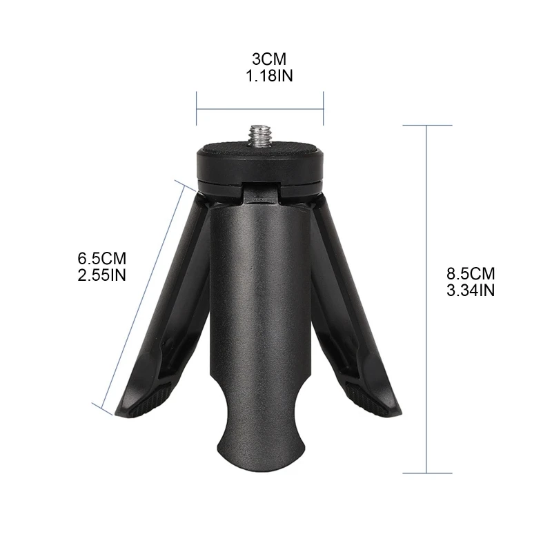 Mini ขาตั้งกล้อง Desktop Tabletop Stand ขาตั้งกล้องขนาดกะทัดรัดพร้อมสกรู 1/4 "ความสูง 6.5 ซม. สำหรับกล้องดิจิตอลโทรศัพท์มือถือ