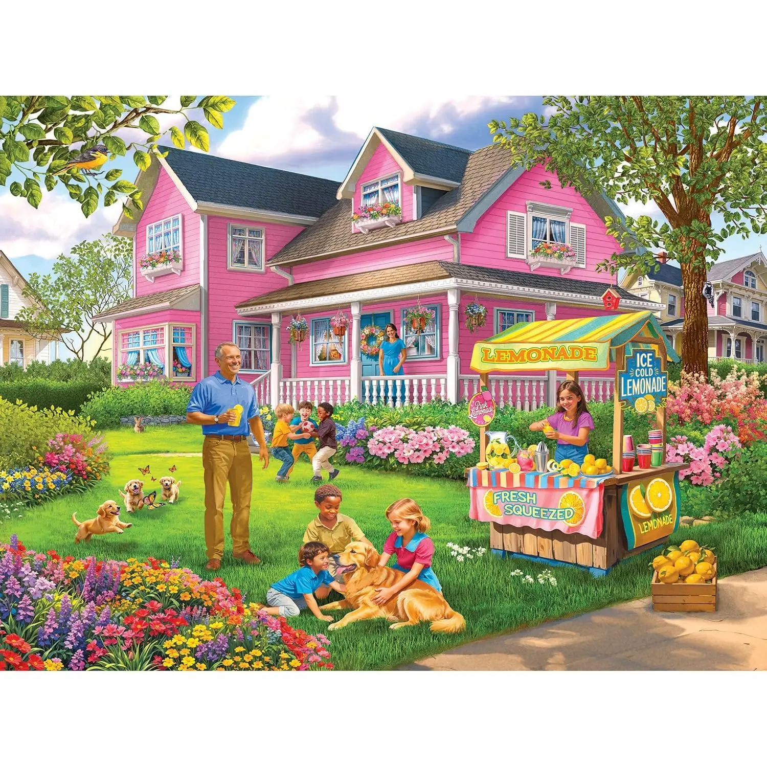 Lemonade On The Lawn Wooden Puzzle 1000/500/300 Pieces Jigsaw Puzzles for Gameroom Bedroom Livingroom Party Birthday Gift