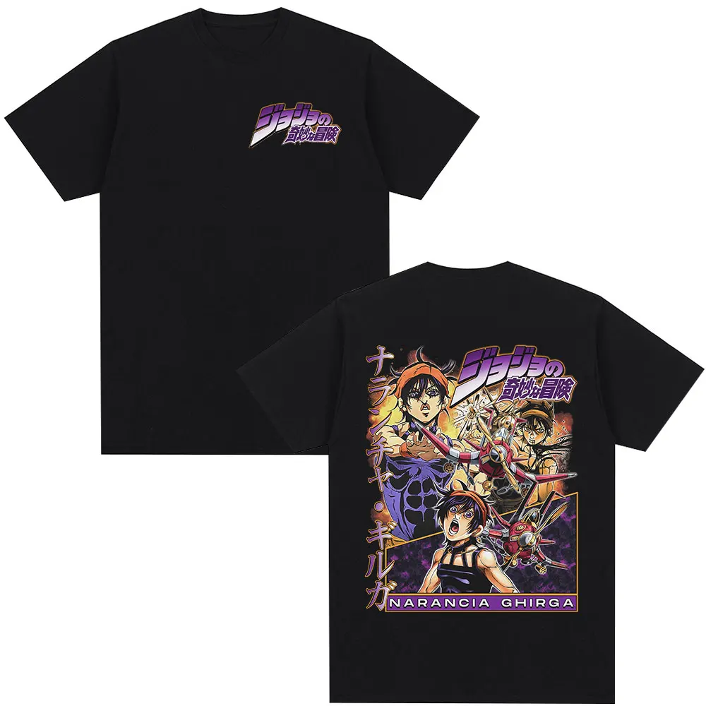 Camiseta de Anime JoJo Bizarre Adventure Narancia Ghirga Manga, camisetas con estampado gráfico para hombres y mujeres, camiseta de manga corta a la moda de verano