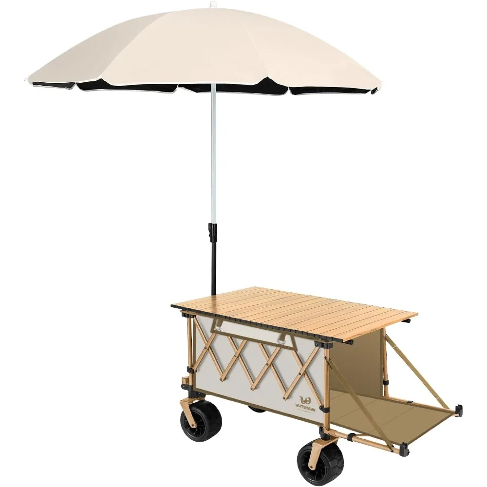 

Collapsible Wagon with Tailgate + Sunshade Umbrella