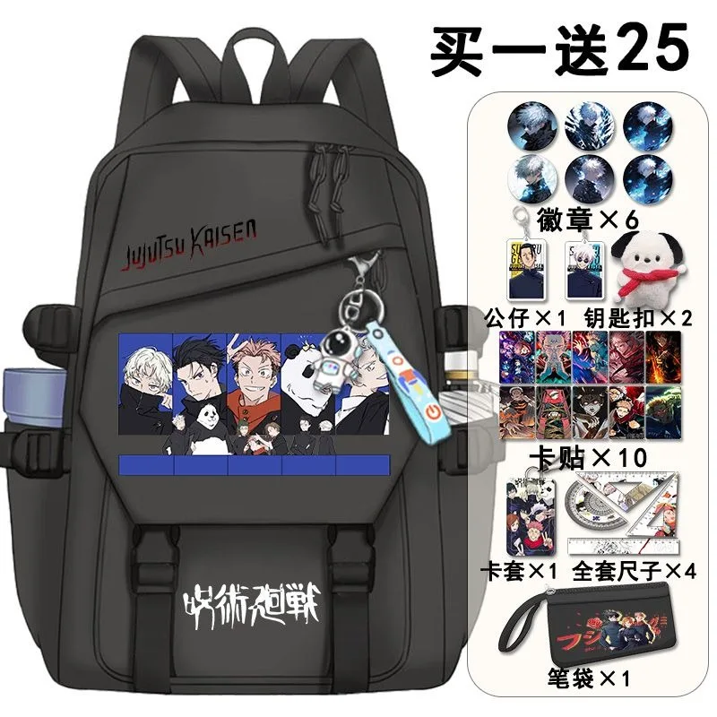 

29×43×13cm White Black, Jujutsu Kaisen, Student Kids Teens School Bags, Large Capacity Mochilas Anime Backpacks For Girls Boys