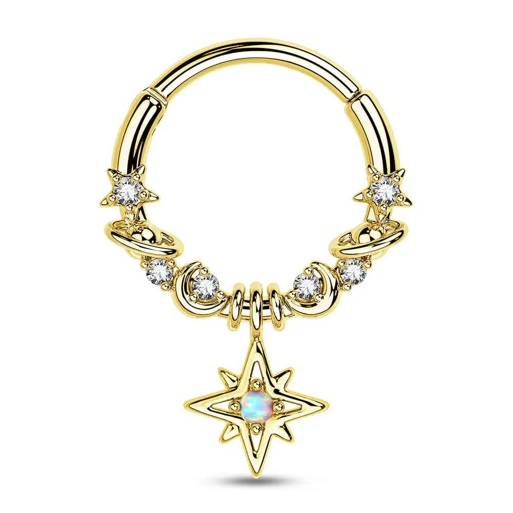 Mode Kristall Edelstahl Septum Hoop Clickers Nasenring Frauen Tragus Knorpel Helix Piercing Creolen Schmuck