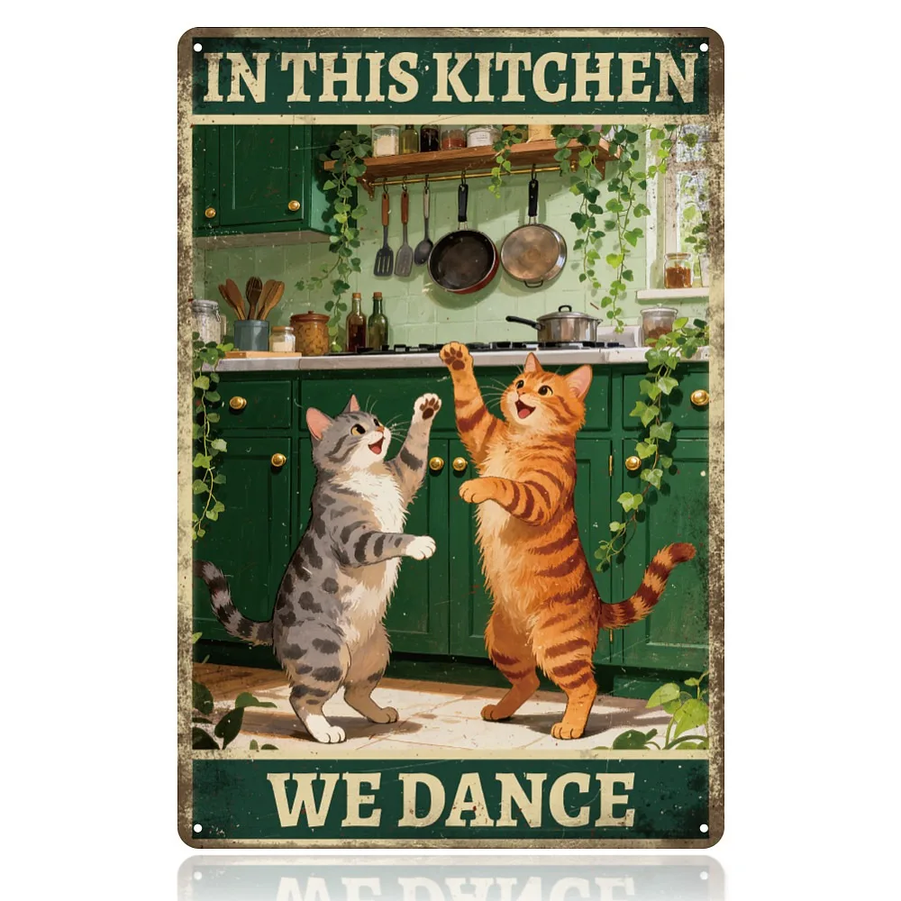 Vintage Metal Tin Sign Iron Wall Decor for Bars Restaurants Cafe Pubs Rectangle Cat Shape 300x200x2.2mm