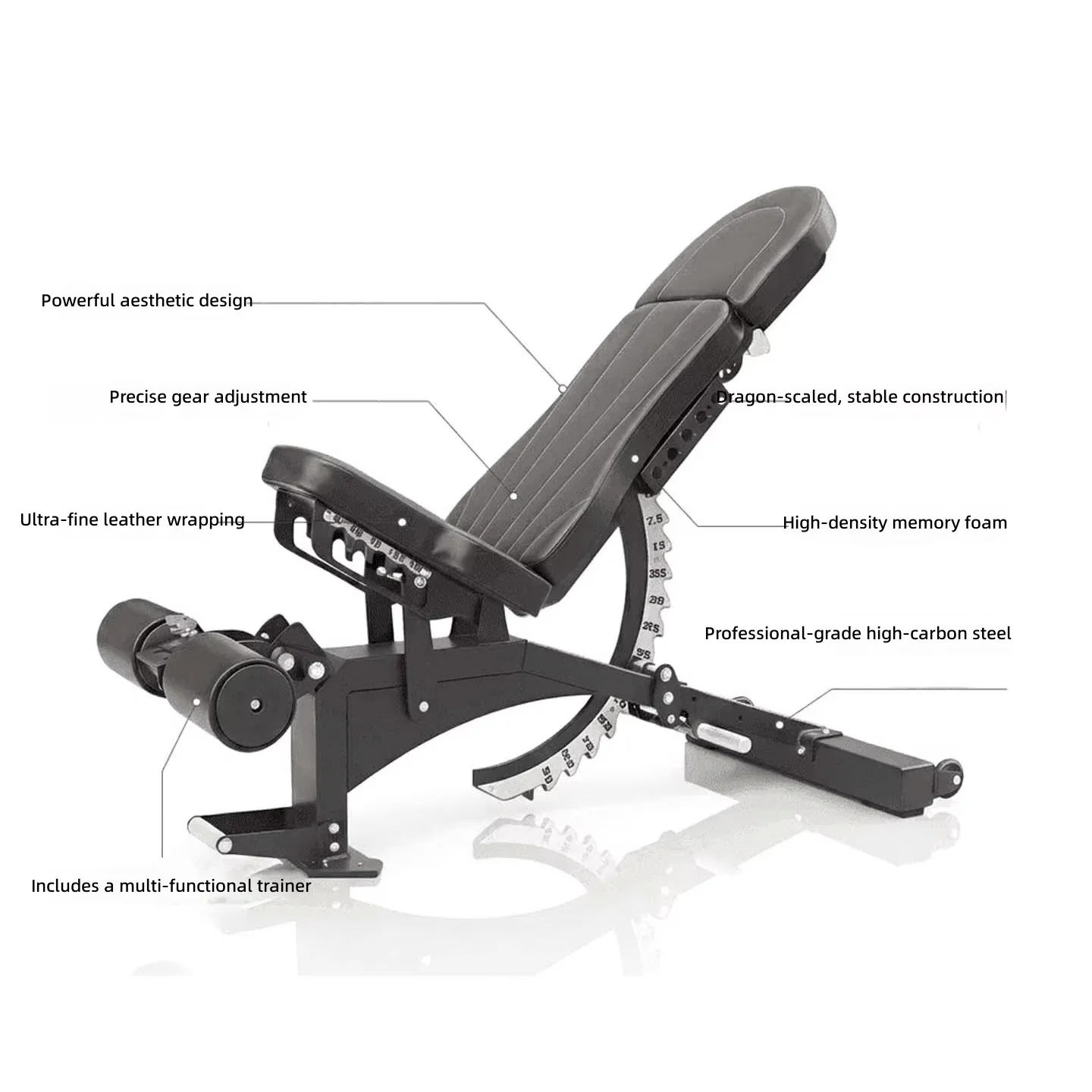 3-Segment Dragon Spine Foldable Adjustable Weight Bench Multi-Functional Gym Bench for Sit-ups Bench Press & Dumbbell Fly