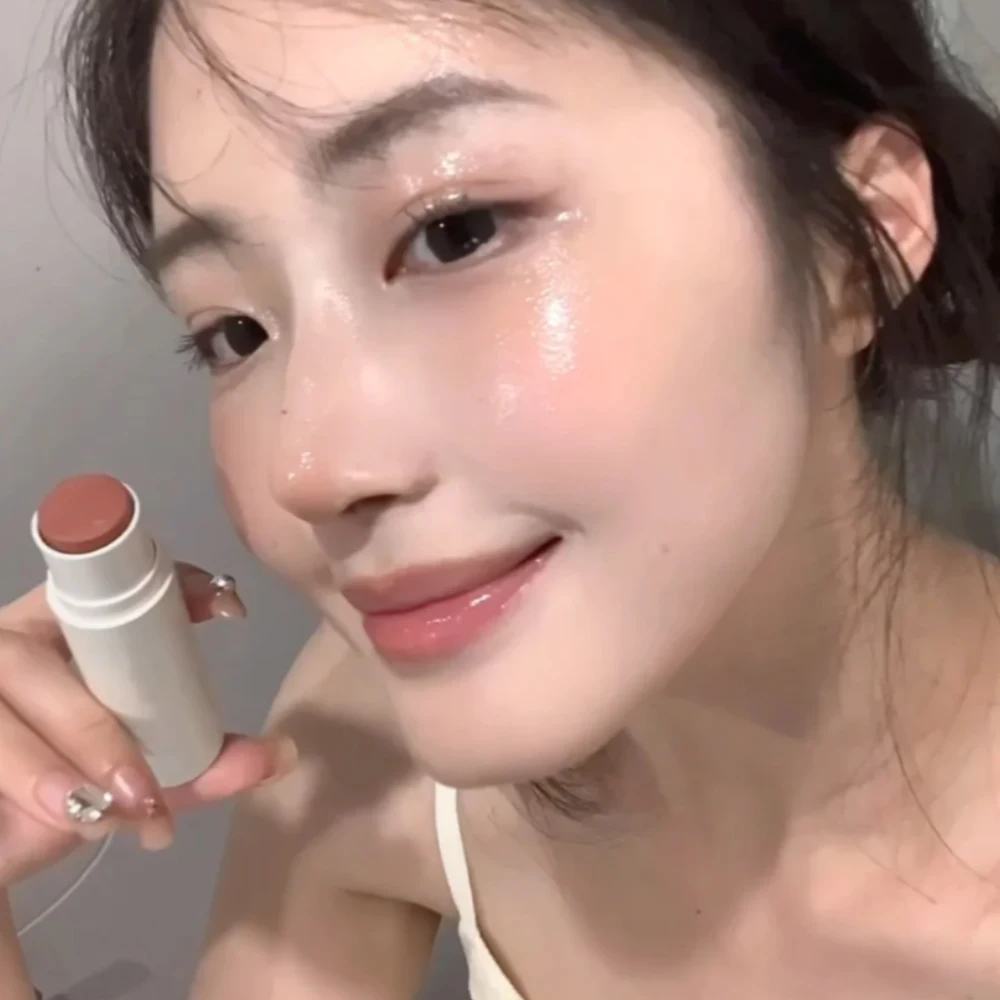 Dual-ใช้ Water Light Blush Stick Double HEAD Monochrome Rouge NATURAL Cheek Blusher ครีม Brightening Face Highlighter แต่งหน้า