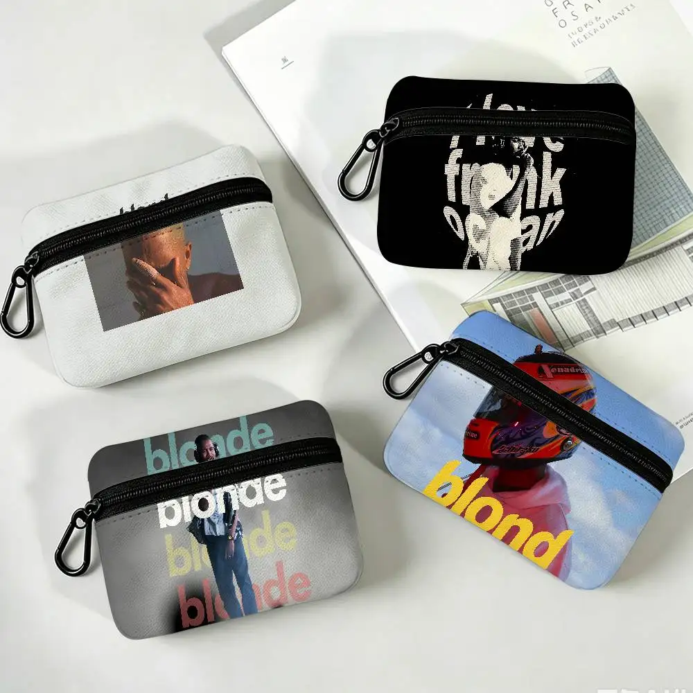 Frank Ocean I Love Frank music Compact Oxford Cloth Zipper Pouch Detachable Carabiner Mini Coin & Key Wallet