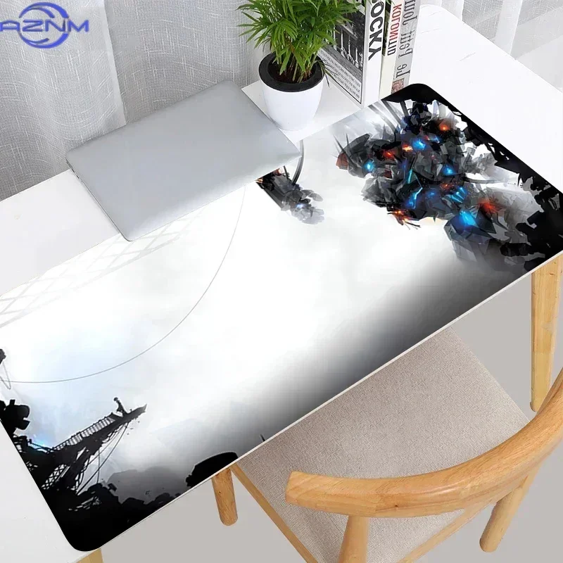 Anime White Blue Mecha Comic Style Closeup Print Mouse Pad, Rubber Non-Slip Base, Smooth Surface for Gaming and Office Desktop C