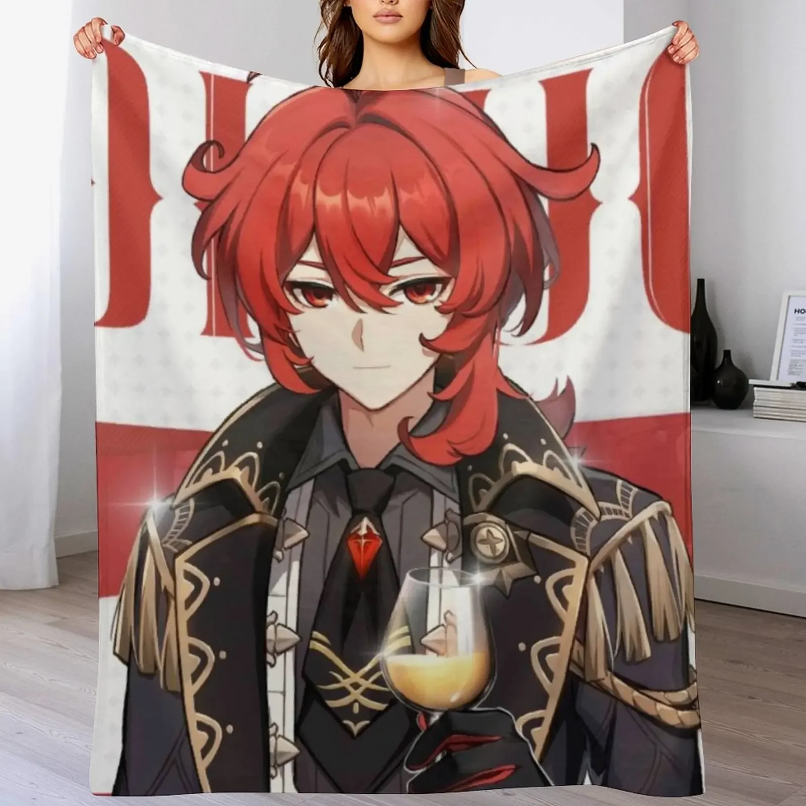 

Diluc Ragnvindr Throw Blanket Decorative Sofas Bed covers Soft Plush Plaid Fashion Sofas Blankets