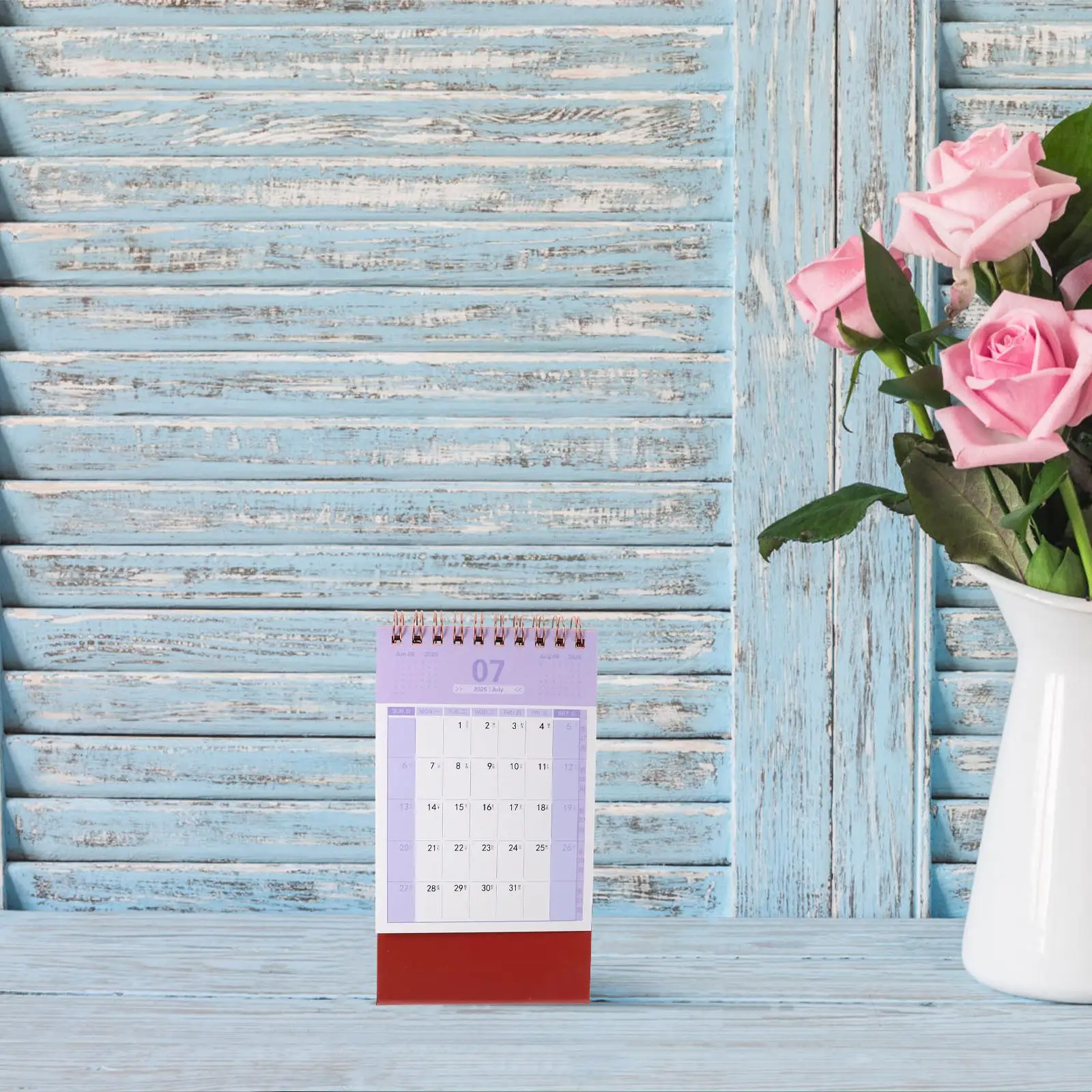 Simple Desk Calendar Mini Desktop Beach Holiday Small Paper Calander Office Flip