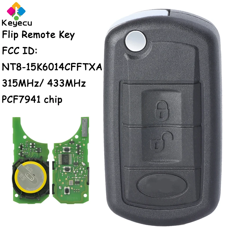 

KEYECU Flip Remote Key With 3 Buttons 315MHz 433MHz PCF7941 for Land Rover LR3 Range Rover Sport 2005-2009 Fob NT8-15K6014CFFTXA