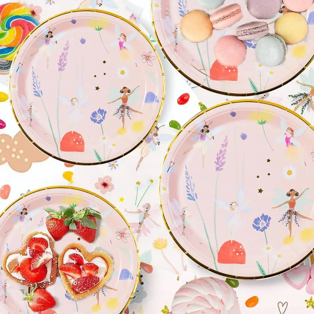 Fairy Party Tableware, Fairy Paper Plates Party Set, Fairy Birthday Tableware, for Fairy Birthday Party, Wedding, Baby Shower